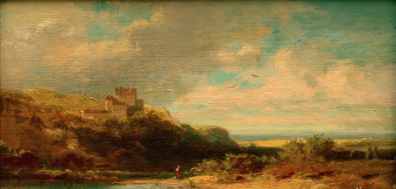 Táj folyó völgyével és kastélyával alkotó: Carl Spitzweg