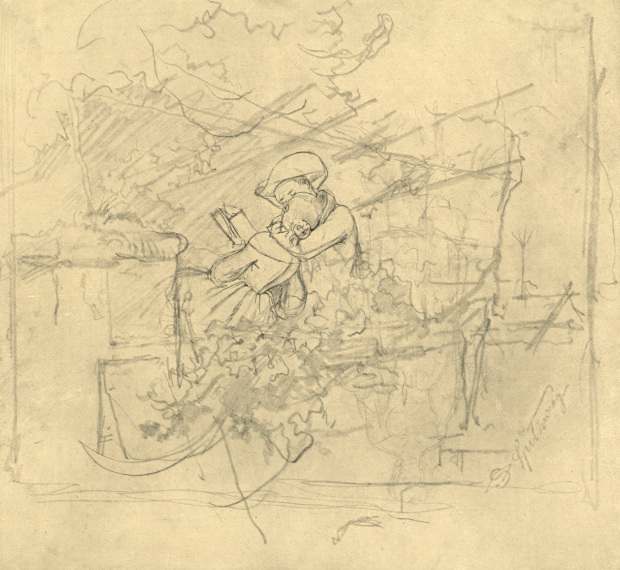 Lektüre, 19. század közepe-vége, c1924. alkotó: Carl Spitzweg