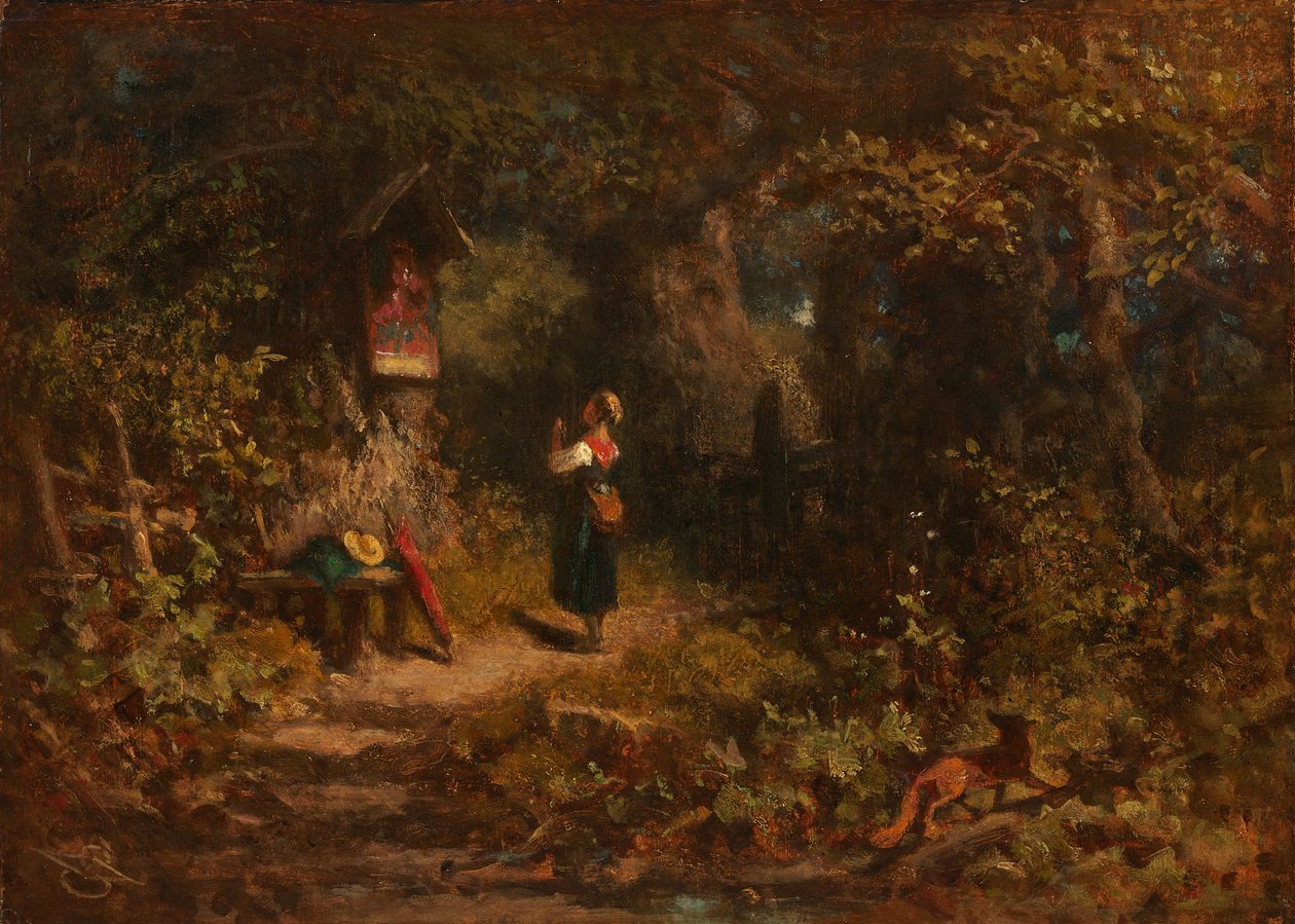 Marterl (Imádkozó parasztlány) (olaj, vászon) alkotó: Carl Spitzweg