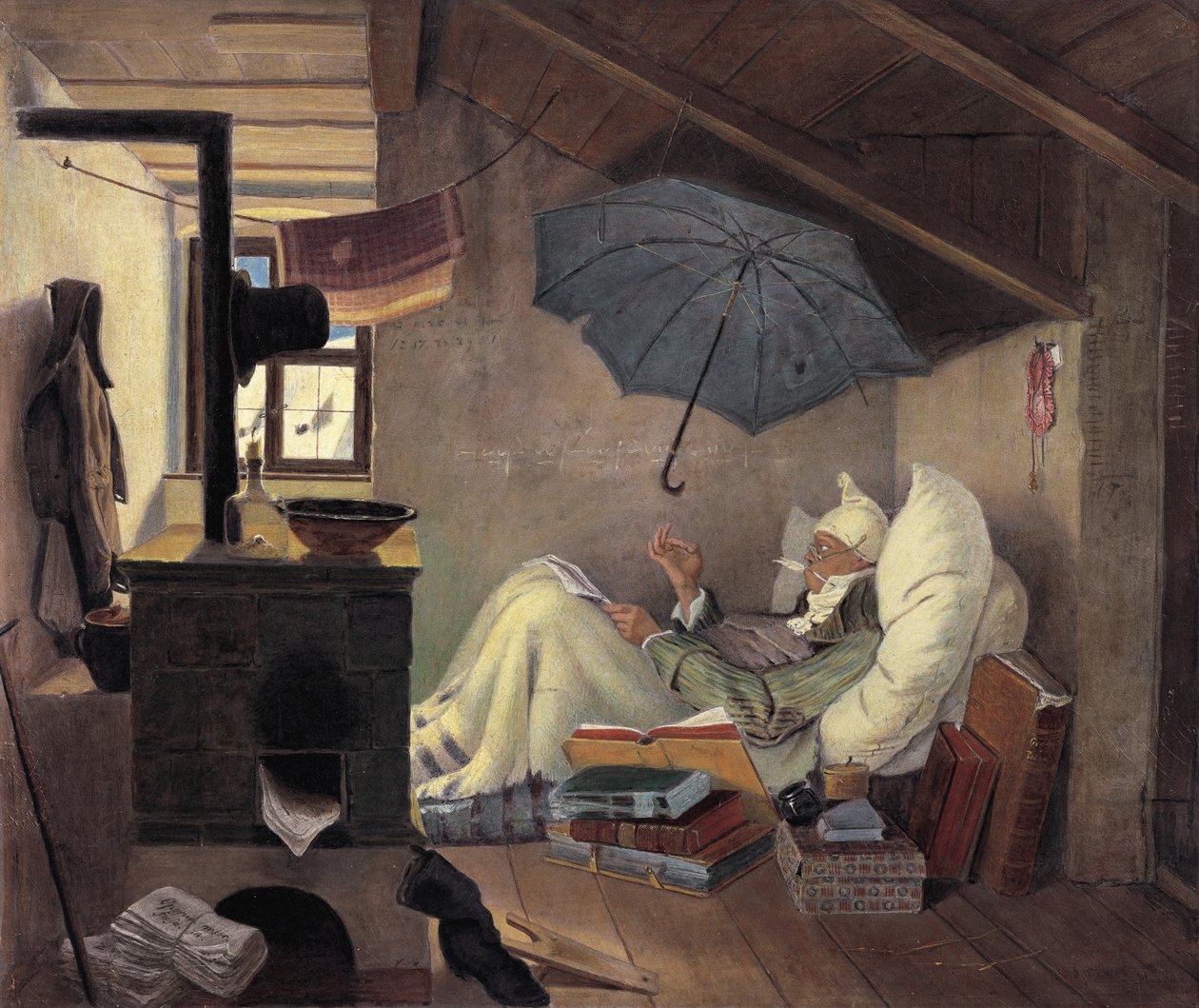 A szegény költő, 1839 alkotó: Carl Spitzweg