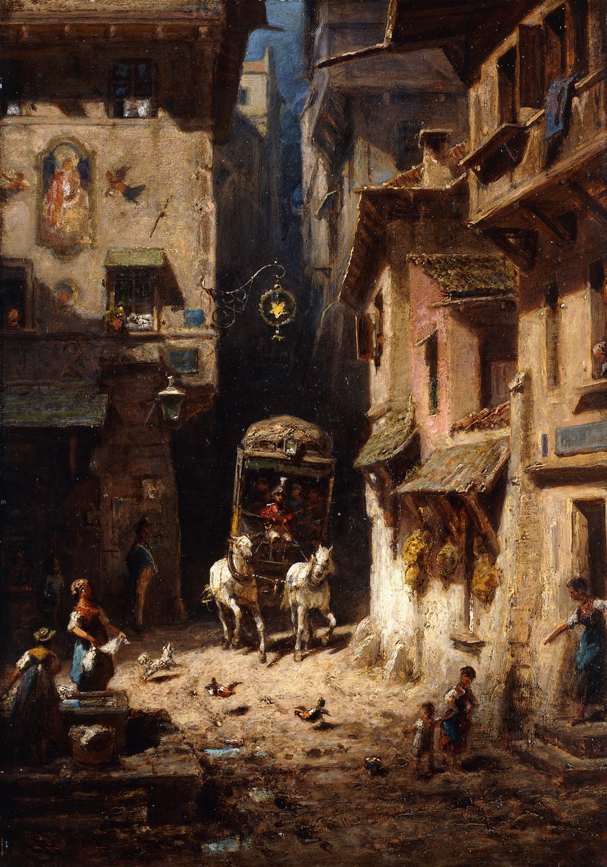 A poszt; Die Post, 1875-1880 körül alkotó: Carl Spitzweg