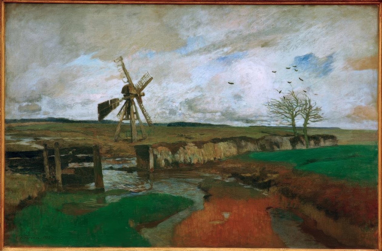 Táj szélmalommal alkotó: Carl Vinnen