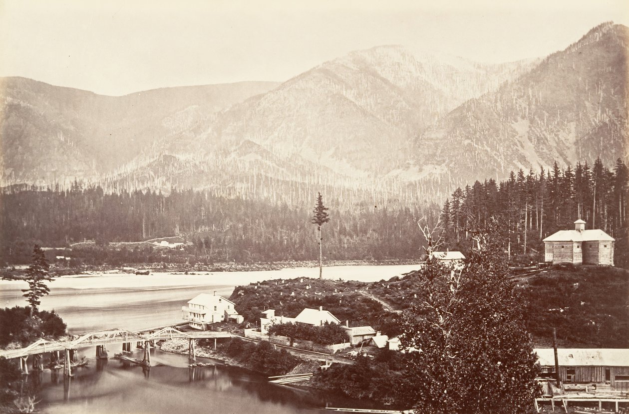 Cascades, Oregon, 1867, nyomtatott kb. 1876. alkotó: Carleton Emmons Watkins