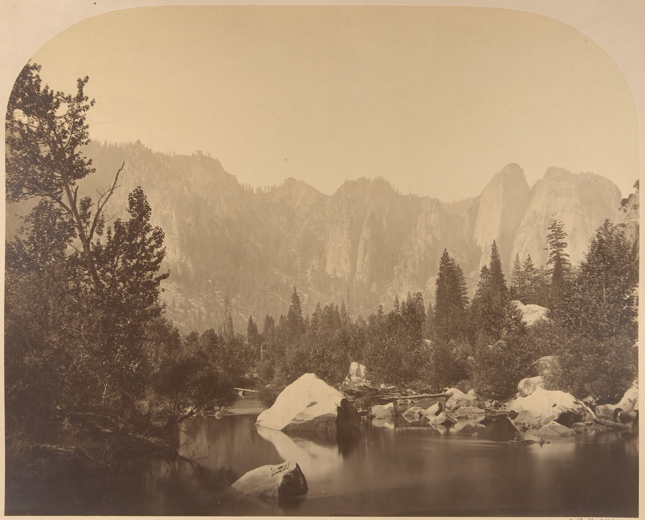 Cathedral Rock, Down the Valley, 1861. alkotó: Carleton Emmons Watkins