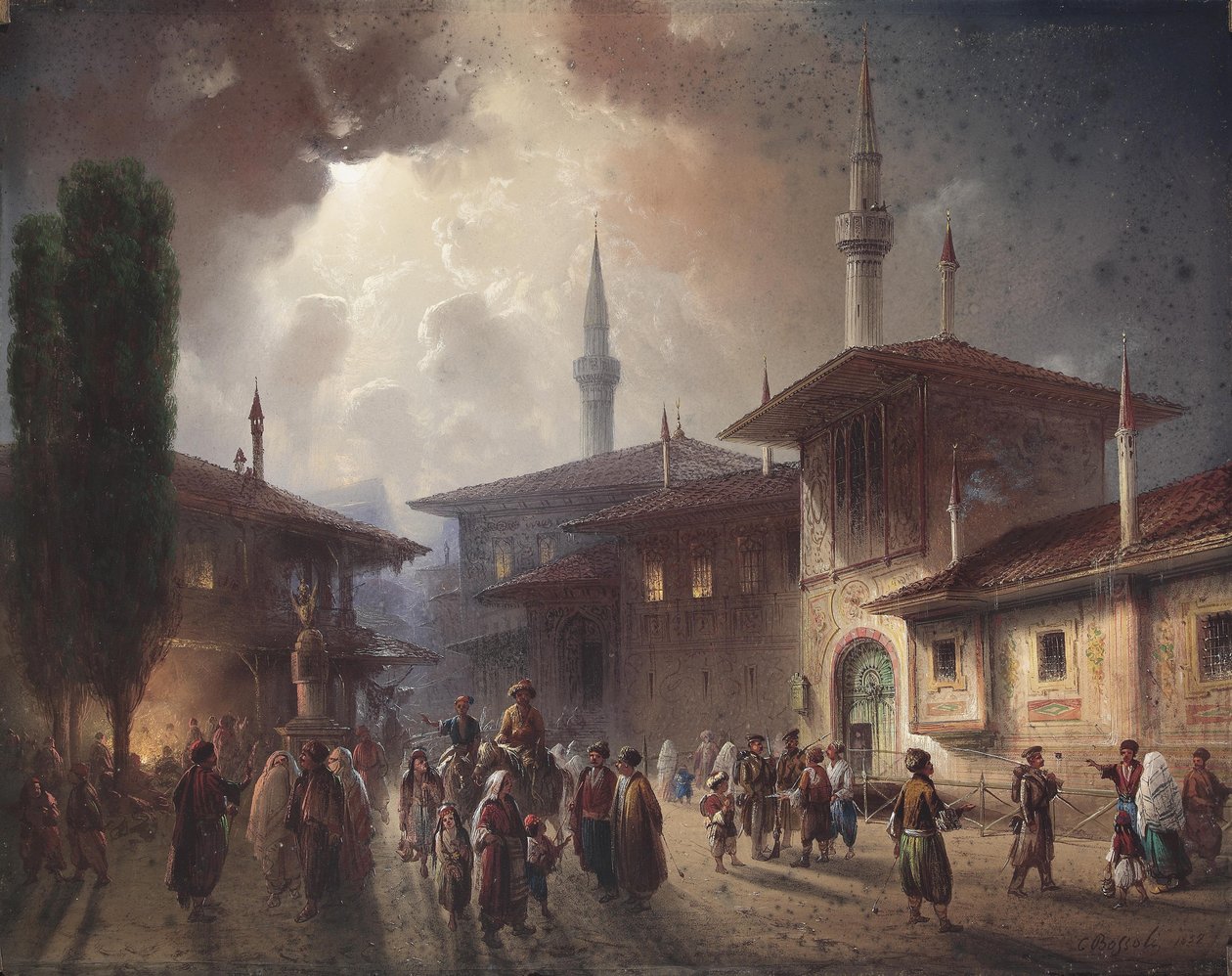A Bahcsisaráj kánok palota, 1857 alkotó: Carlo Bossoli