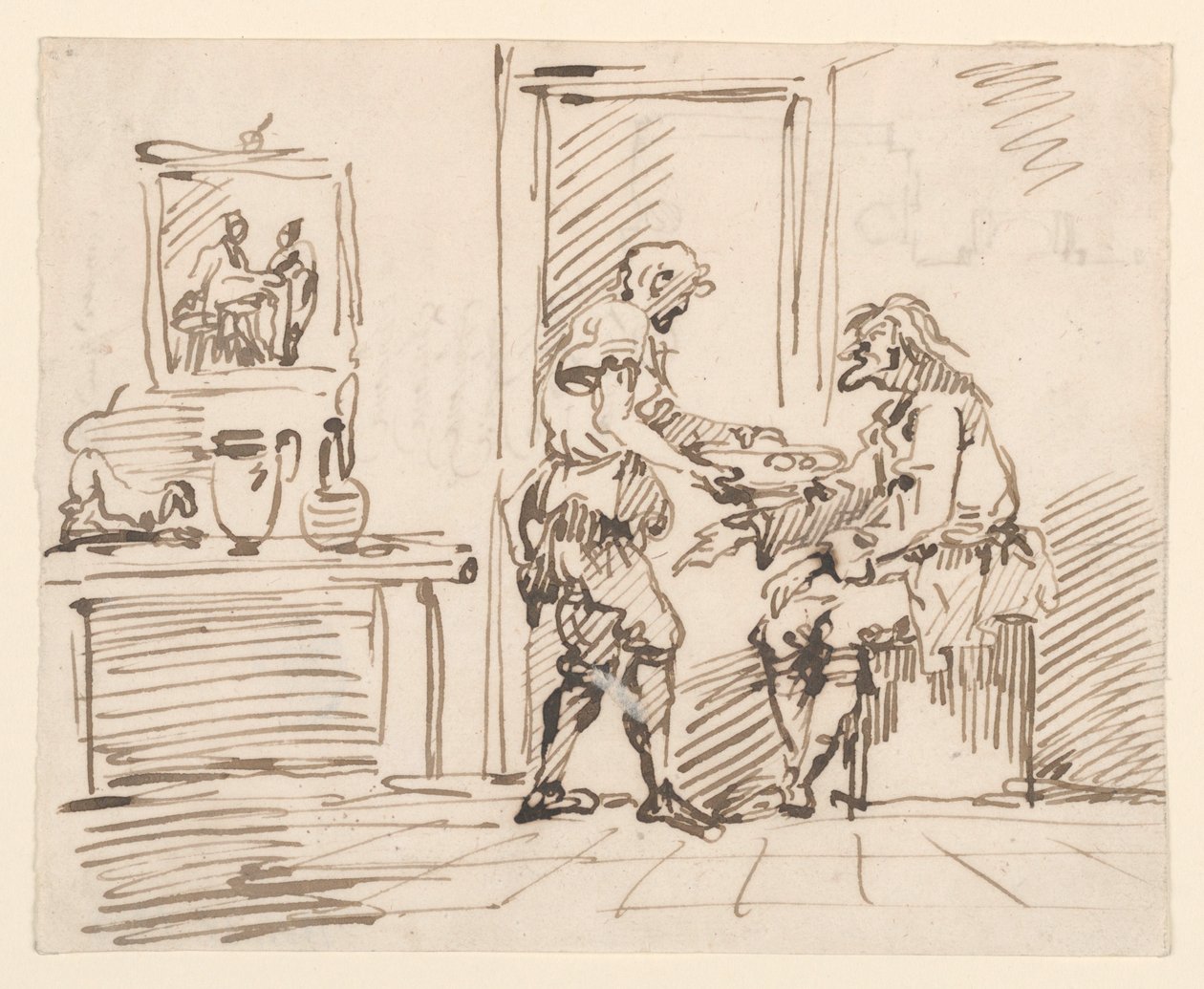 Rajz, Egy zsánerjelenet, 1725-50 alkotó: Carlo Marchionni