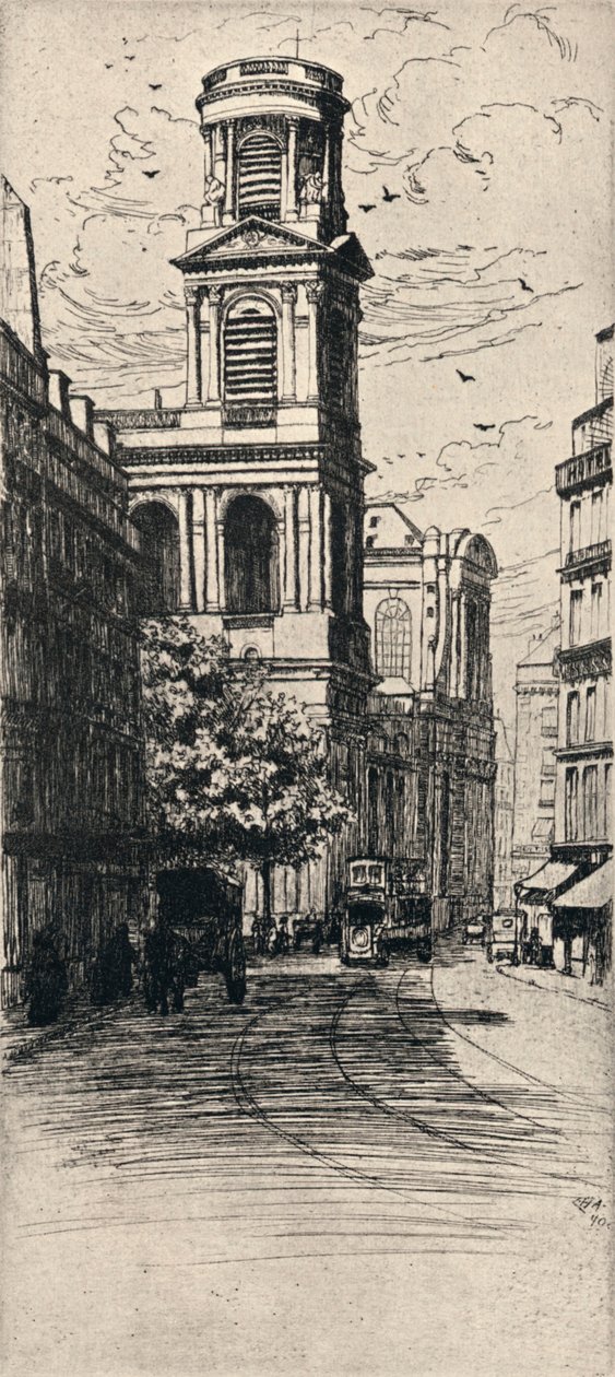 A Szent Sulpice-templom, 1915 alkotó: Caroline Helena Armington