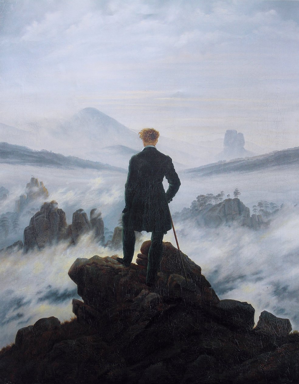 A vándor a Nebel -tenger felett alkotó: Caspar David Friedrich