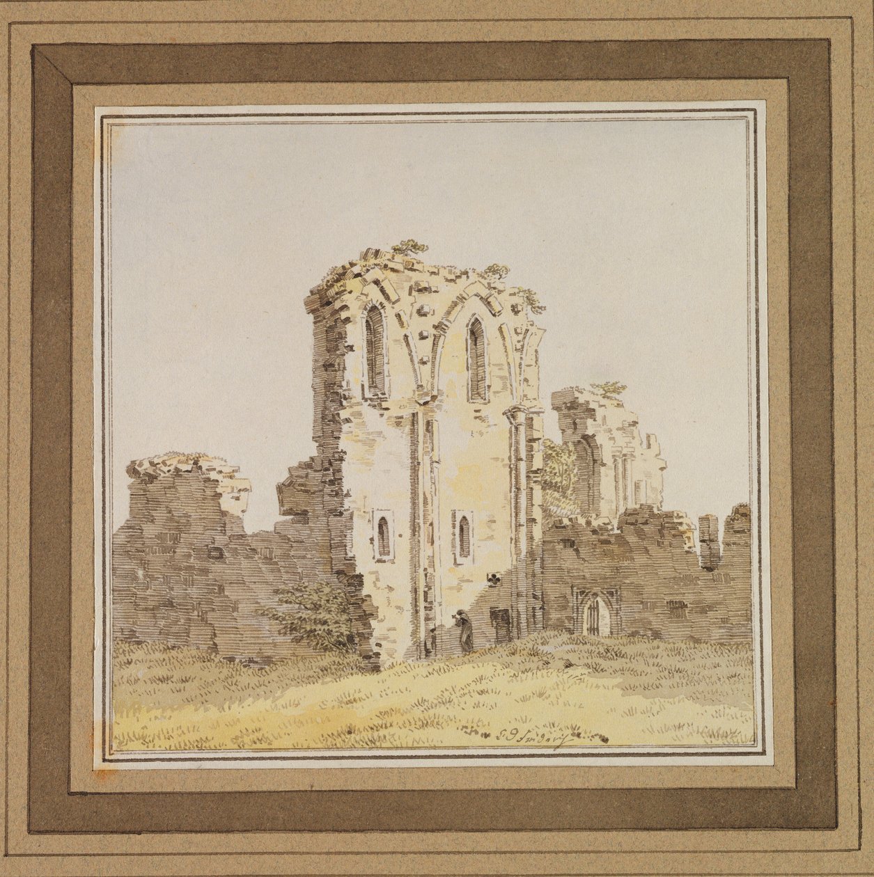 Kolostorrom (gótikus templomrom), 1806 körül (toll, tinta és WC papíron) alkotó: Caspar David Friedrich