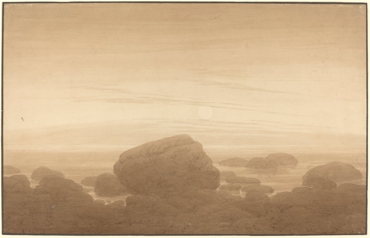 Holdfelkelte az üres parton alkotó: Caspar David Friedrich