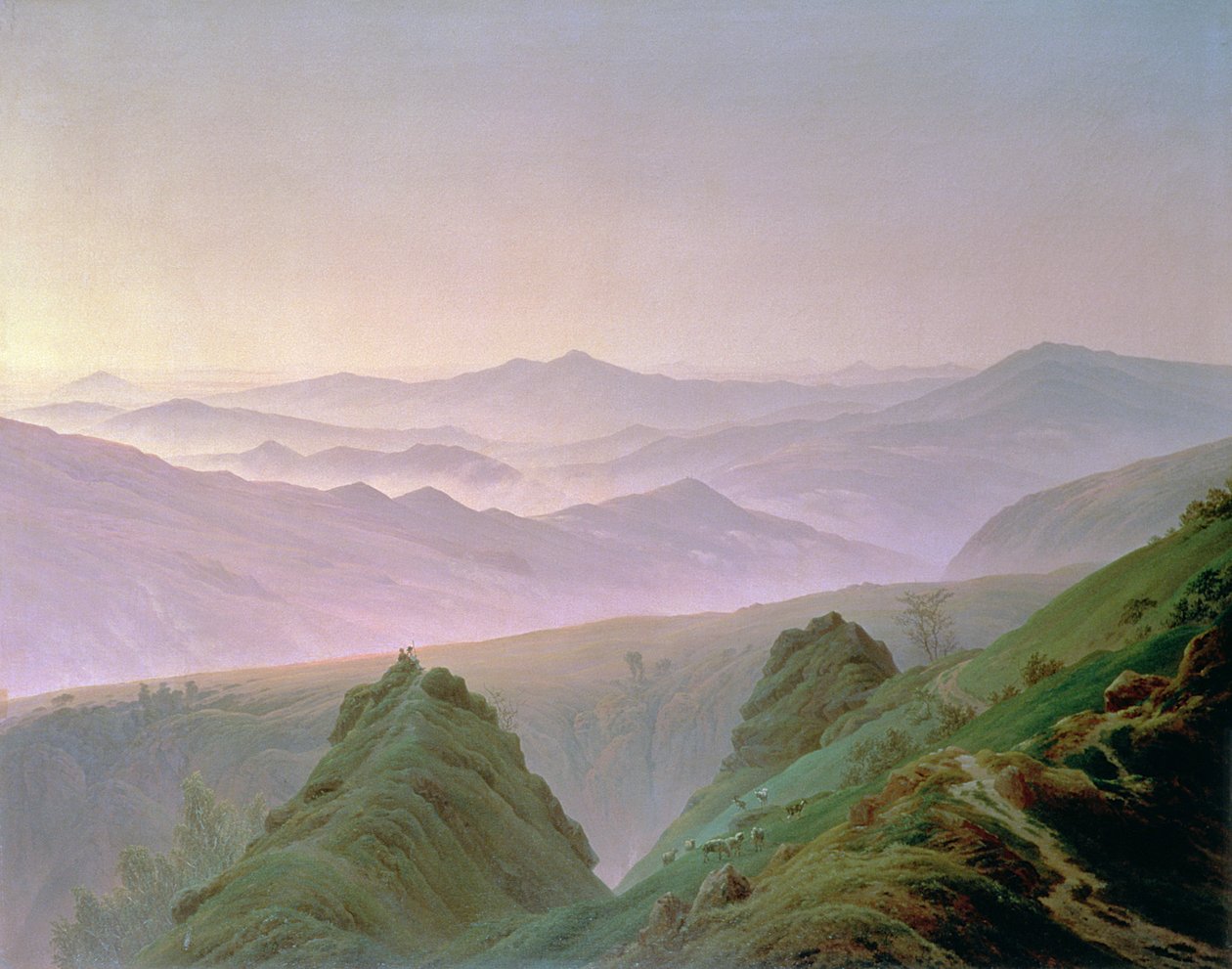 Reggel a hegyekben alkotó: Caspar David Friedrich