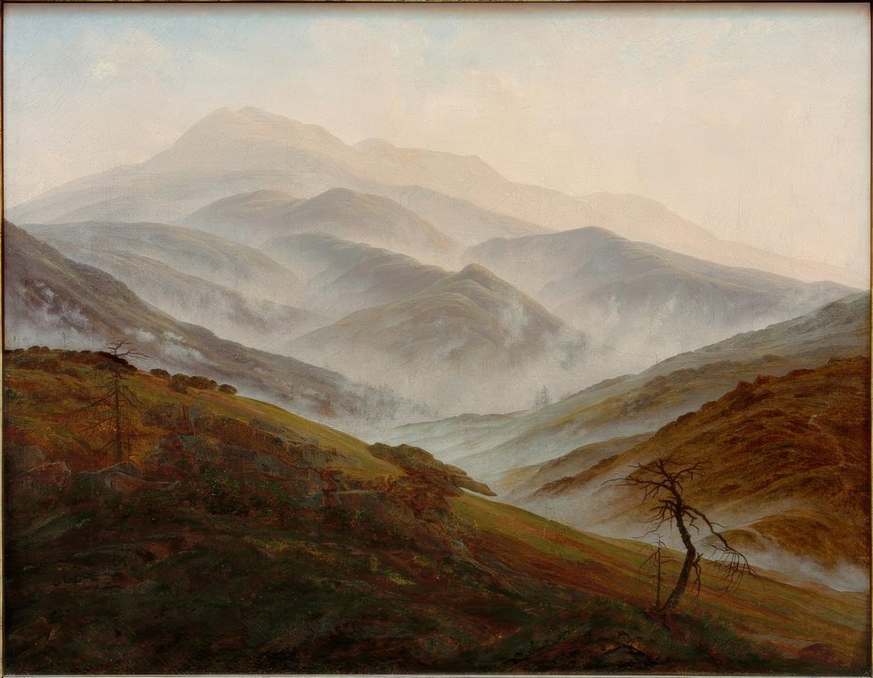 Óriás-hegység táj emelkedő köddel alkotó: Caspar David Friedrich