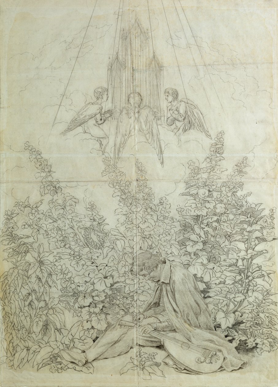 A zenész álma (kréta papíron) alkotó: Caspar David Friedrich