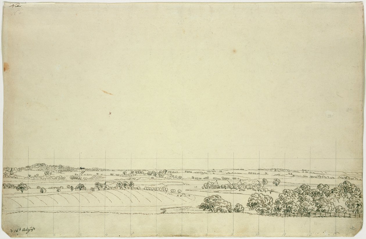 Kilátás a Putbus felé (toll és ceruza papíron) alkotó: Caspar David Friedrich