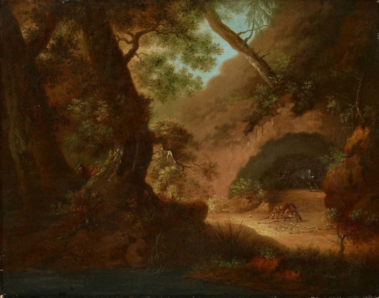 Farkasok az erdőben egy barlang előtt alkotó: Caspar David Friedrich