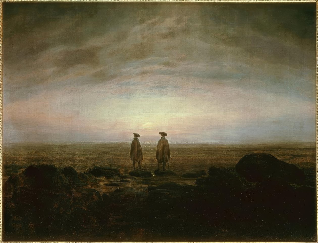 Két férfi a tenger mellett holdkeltekor alkotó: Caspar David Friedrich