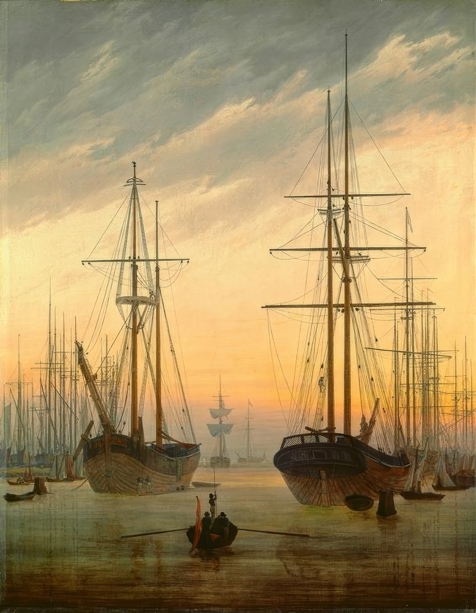 Kilátás egy kikötőre alkotó: Caspar David Friedrich