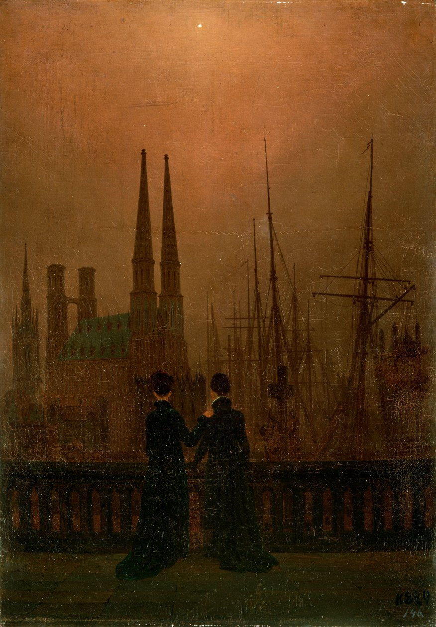 Harbor at Night Sisters, 1818-1820. alkotó: Caspar David Friedrich
