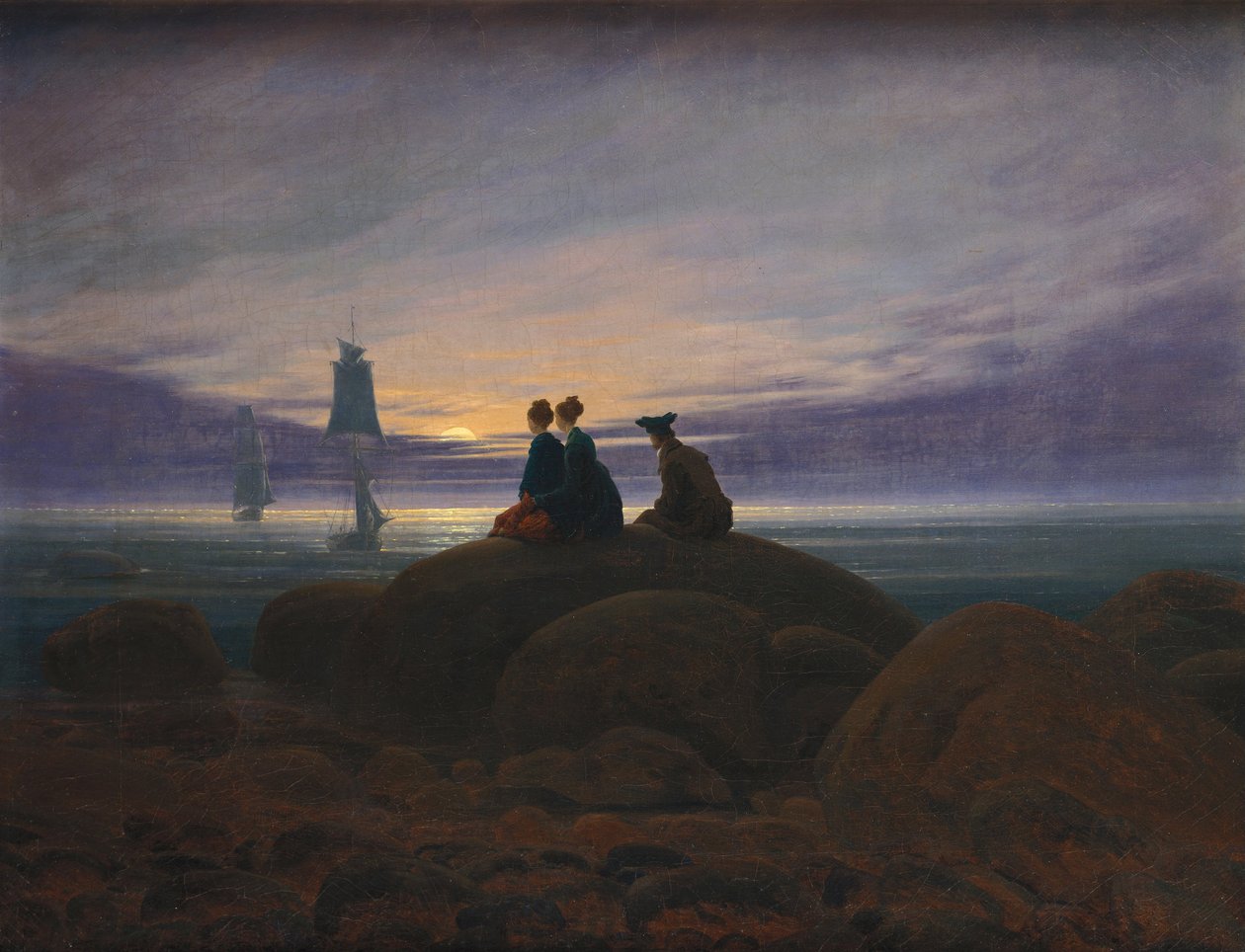 Holdfelkelés a tenger mellett alkotó: Caspar David Friedrich