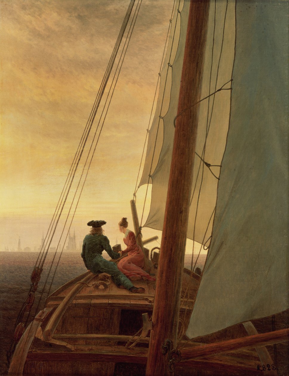 Egy vitorlás hajó fedélzetén alkotó: Caspar David Friedrich