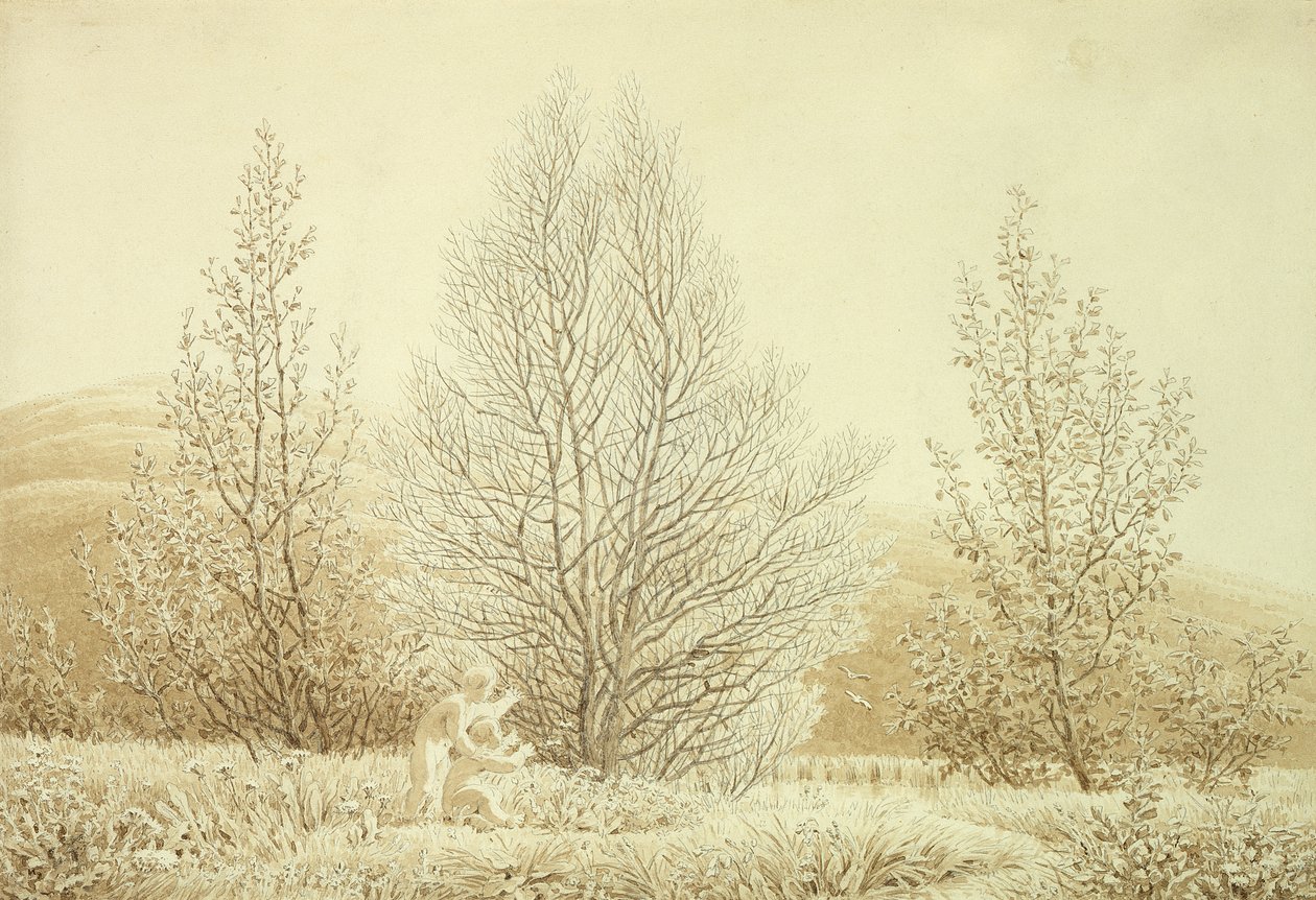 Tavasz (ceruza és szépia papíron) alkotó: Caspar David Friedrich