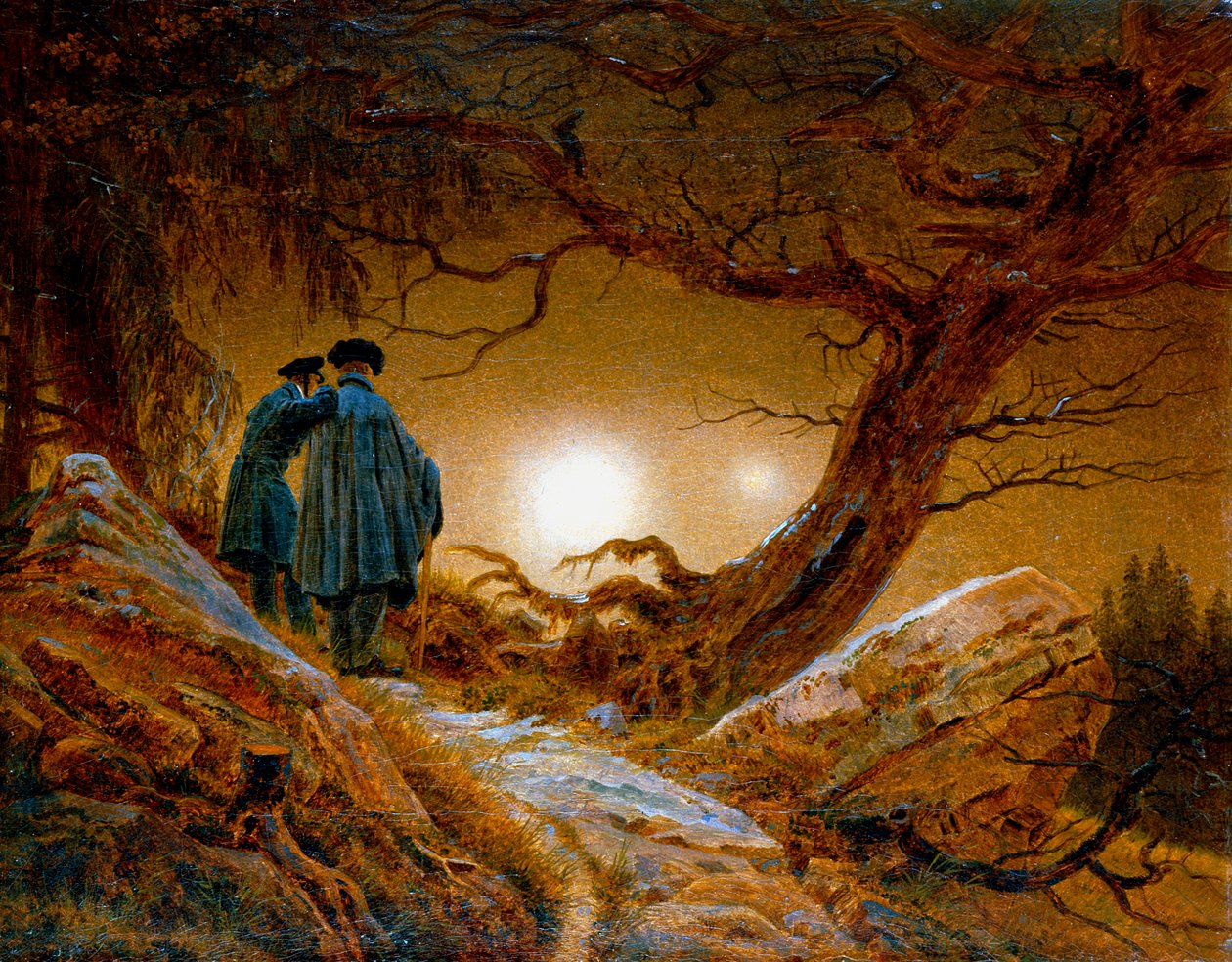 Két ember a Holdon elmélkedik, 1825-1830 alkotó: Caspar David Friedrich