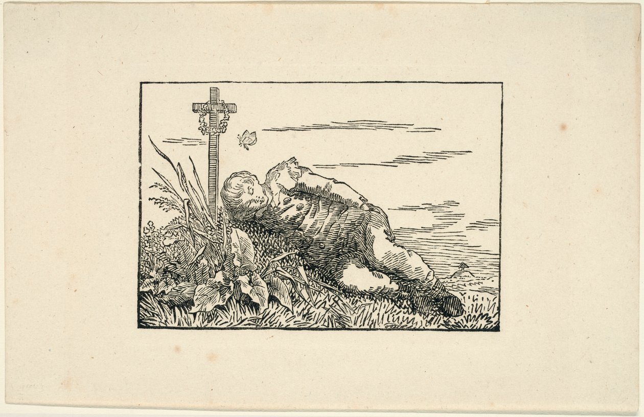Fiatal férfi feküdt a síron alkotó: Caspar David Friedrich