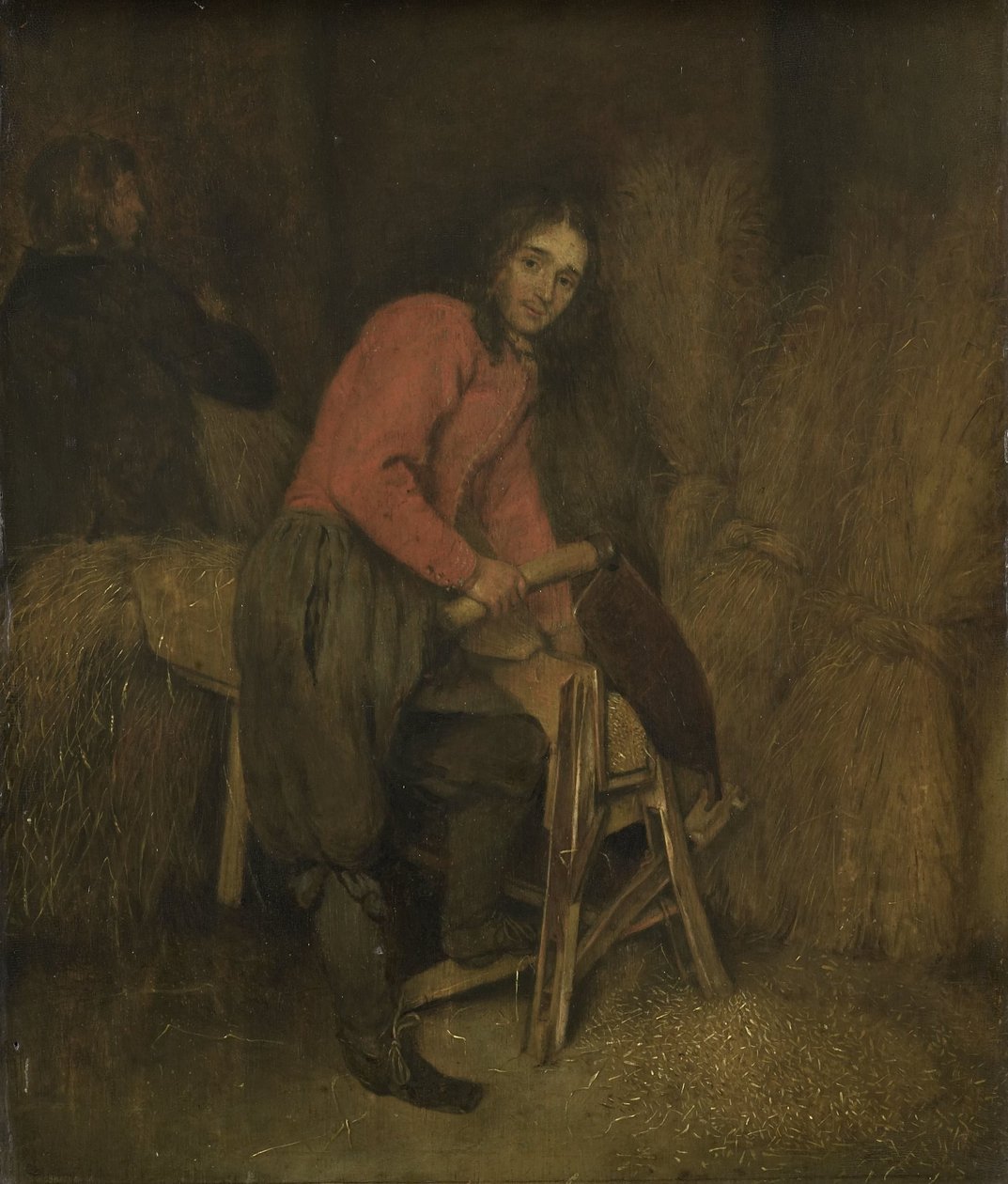 Szénabálák vágása alkotó: Caspar Netscher (attributed to)