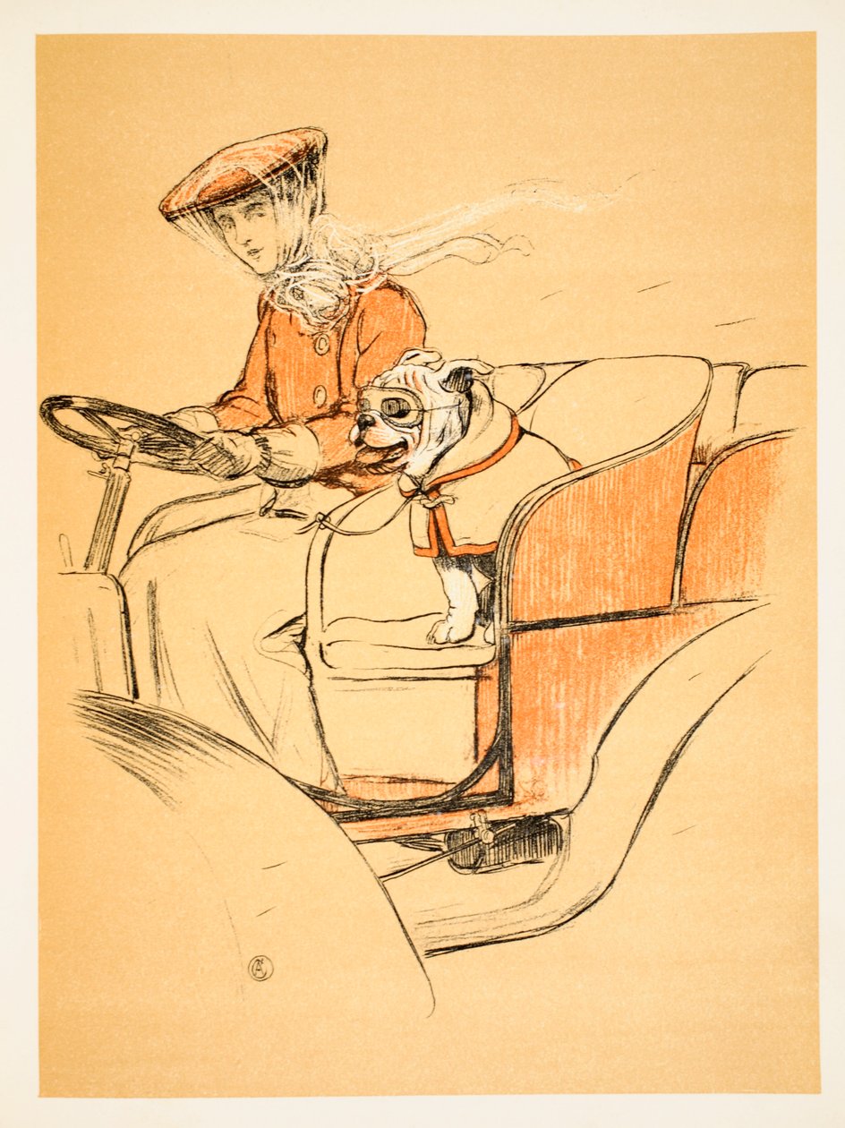 Elöl az úrnőm autójában", Cecil Aldon (1870-1935). A 
