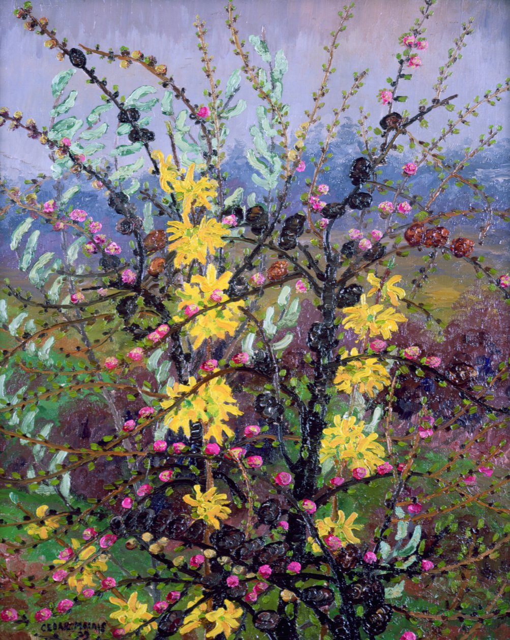 Cserjék (olaj, vászon) alkotó: Cedric Morris