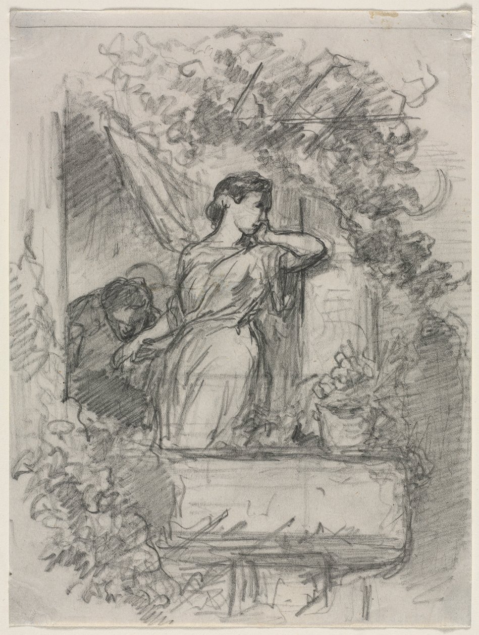 Az erkélyen. alkotó: Celestin Francois Nanteuil