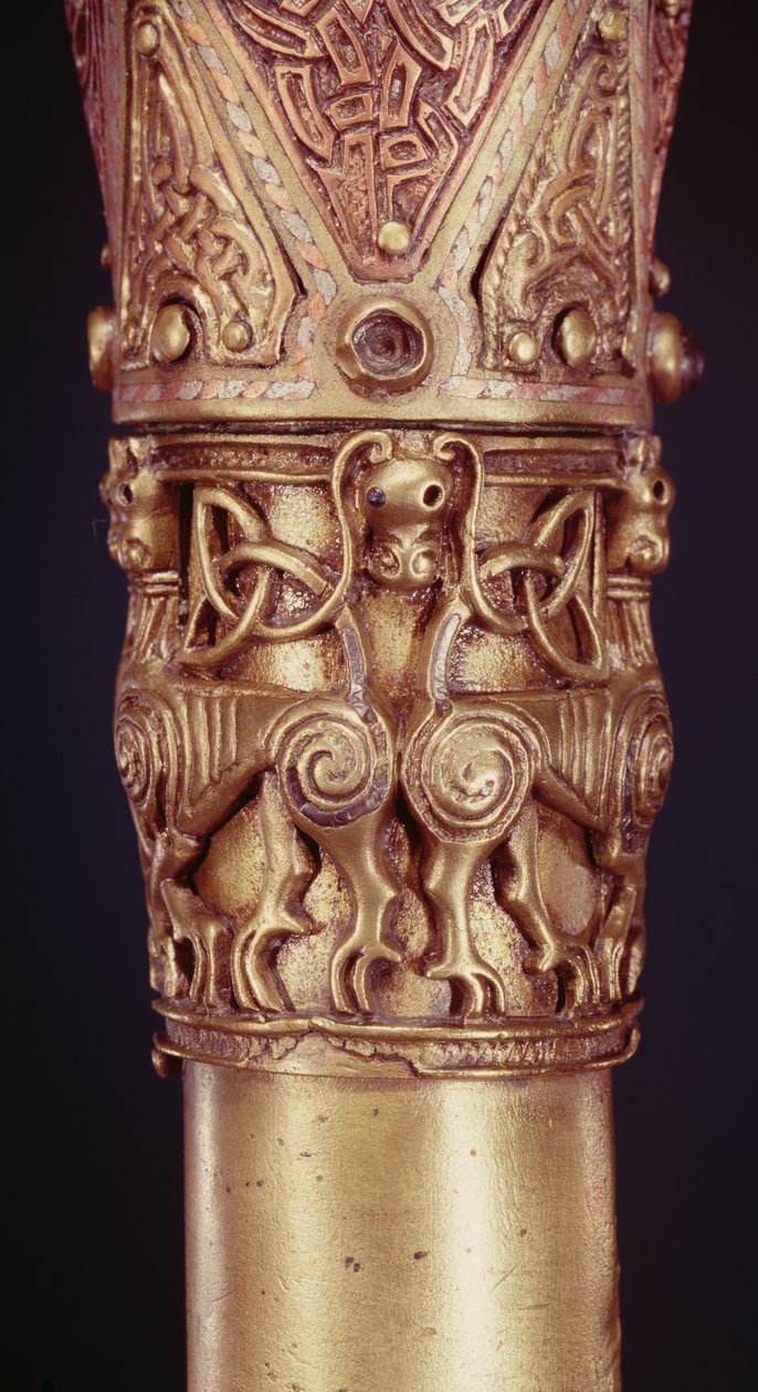 Clonmacnoise Crozier, Offaly megye, viking kori fa bronzlemezbe csomagolva, 228692-es ezüst részlettel alkotó: Celtic