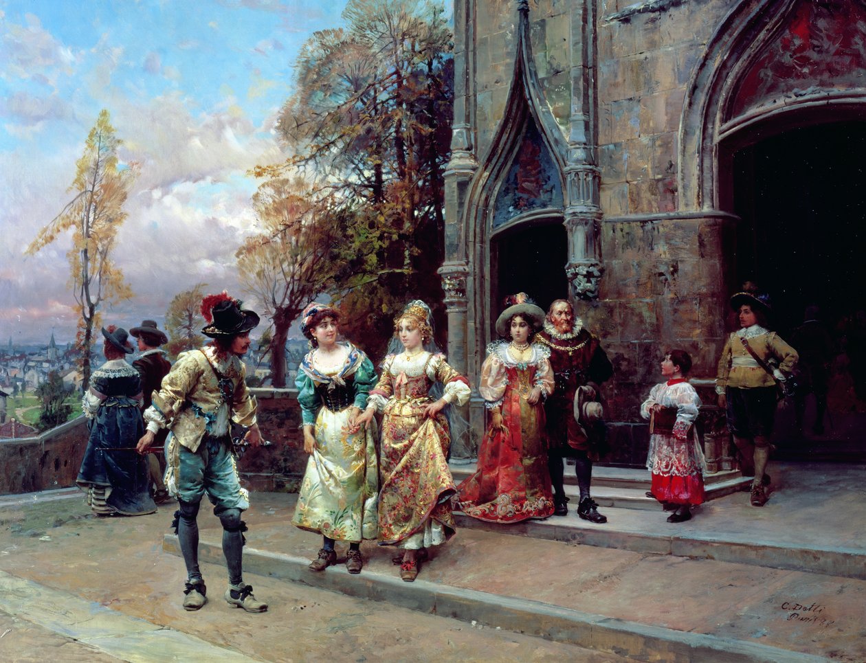 Az udvarlás, 1888 alkotó: Cesare Auguste Detti