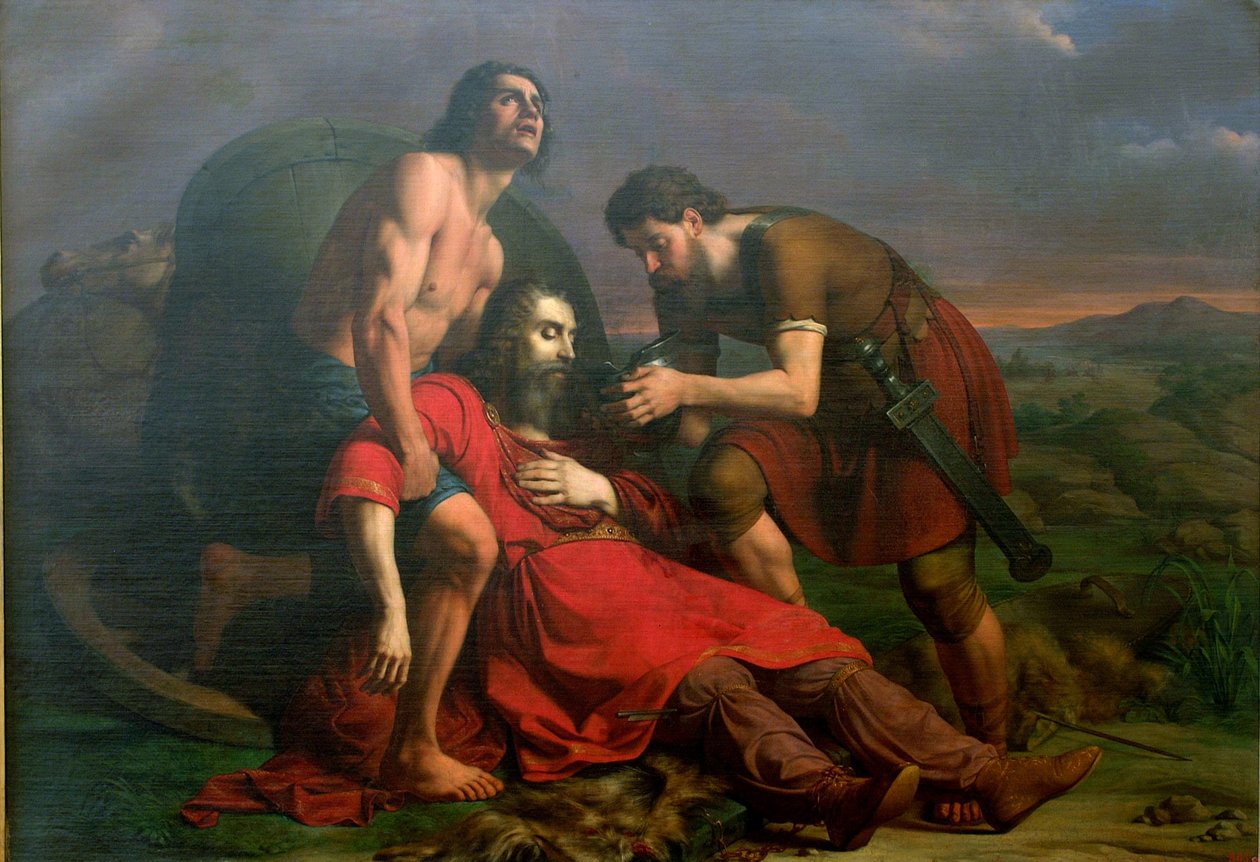 Polystratos és a haldokló Darius, 1837 alkotó: Cesare Masini