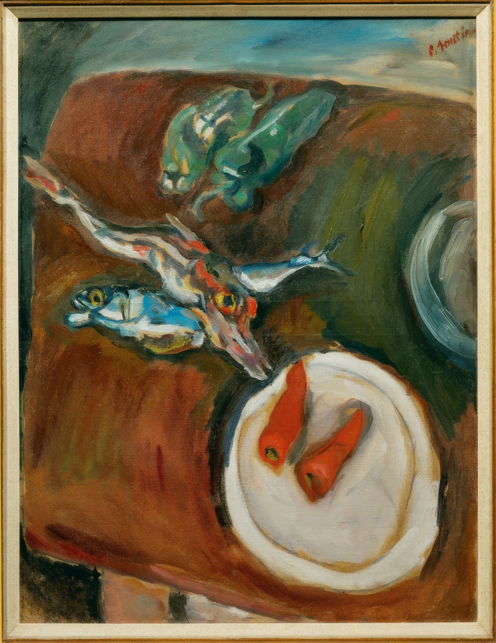 Csendélet hallal, paprikával és sárgarépával alkotó: Chaim Soutine
