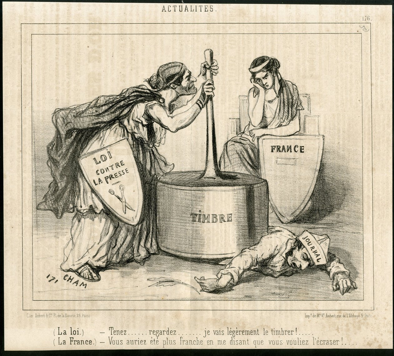 Cham (1819-1879) illusztrációja a Le Charivari-ban alkotó: Amédée de Noé