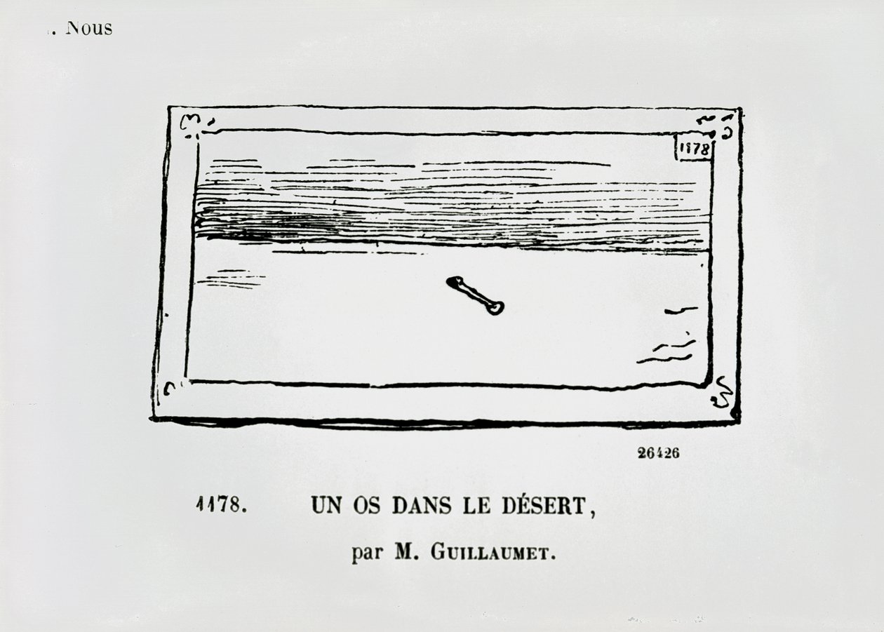 Egy csont a sivatagban, Gustave Guillaumet A sivatag című festmény karikatúrája a Le Journal Amusant 649. számából, 1868. június 6. alkotó: Charles Albert d Arnoux Bertall