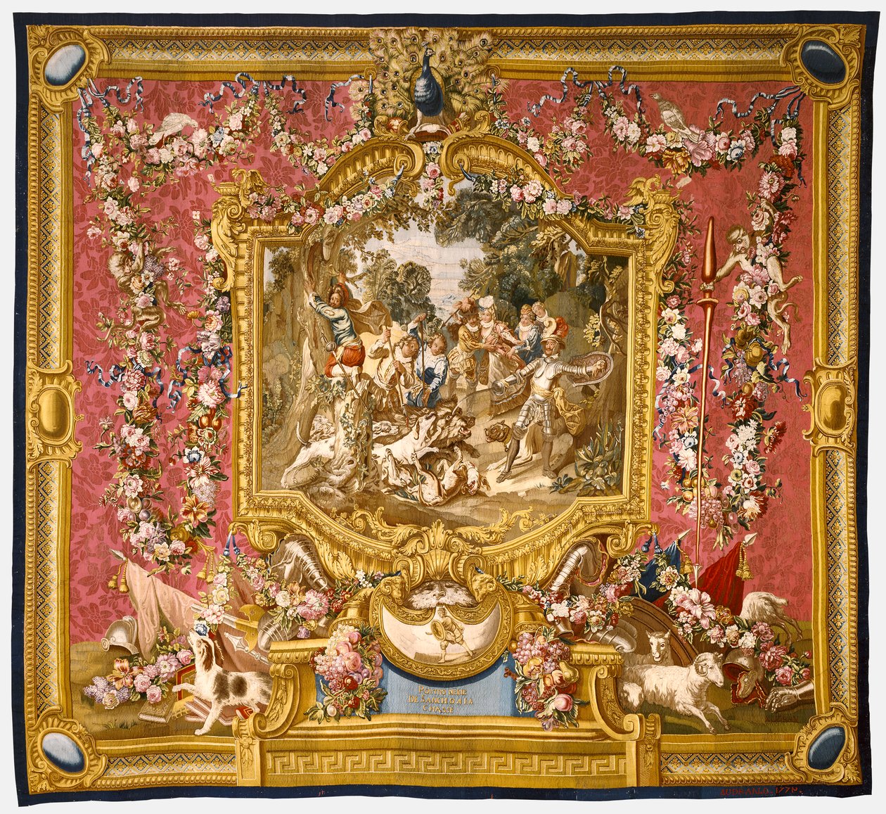 Sancho gyávasága a vadászatnál, 1772 (selyem és gyapjú) alkotó: Charles Antoine Coypel
