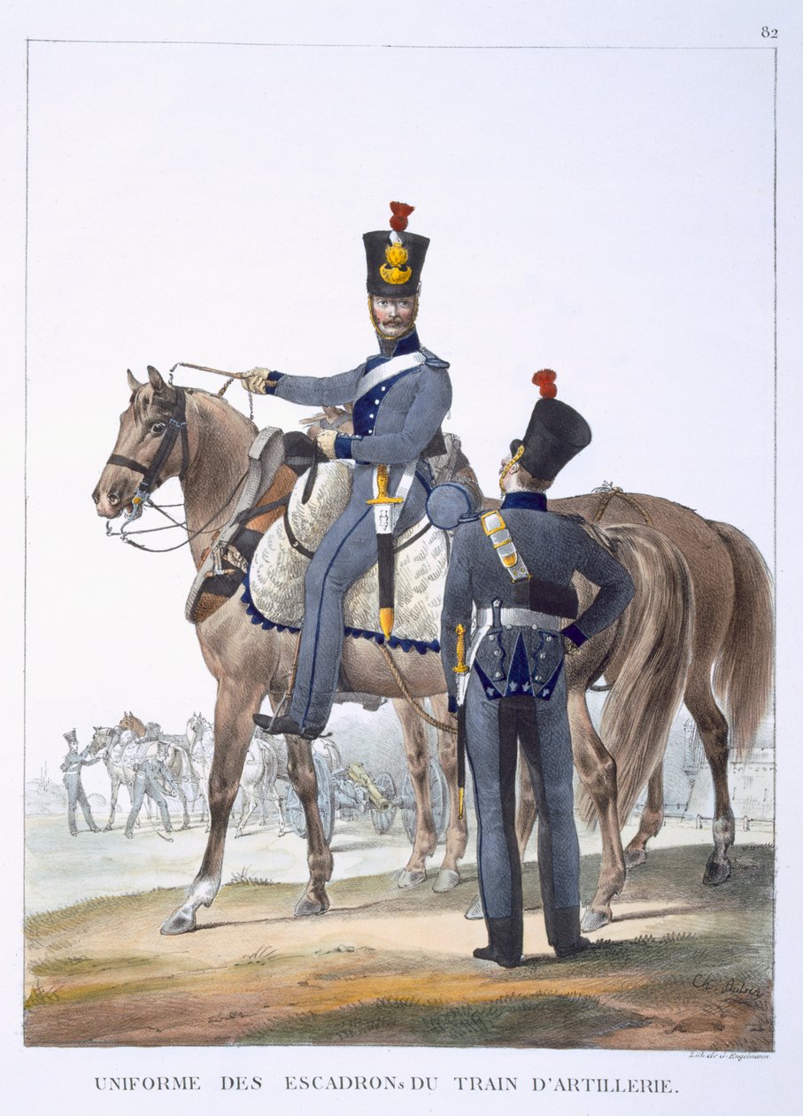 A tüzérszázad egyenruhája, 1823 alkotó: Charles Aubry
