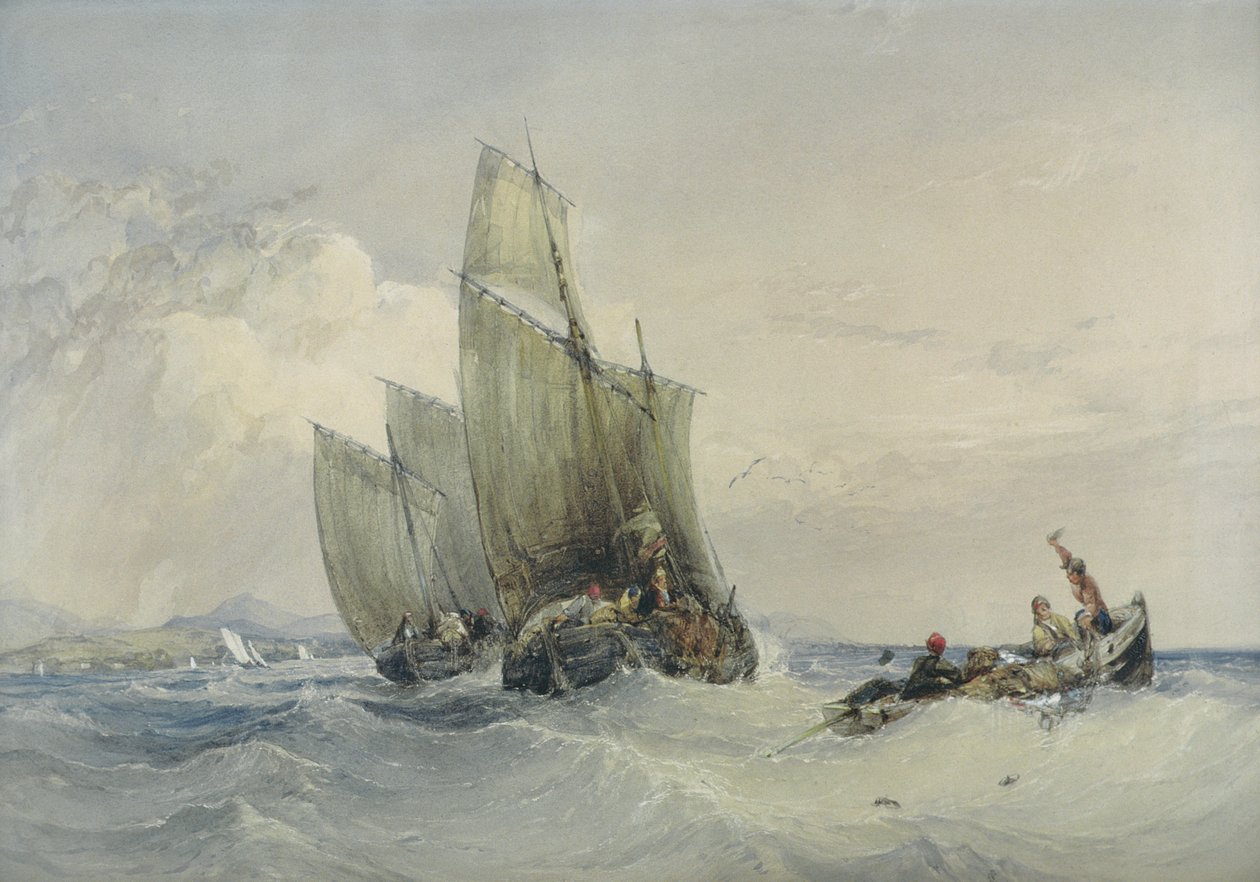 Halászcsónakok, 19. század alkotó: Charles Bentley