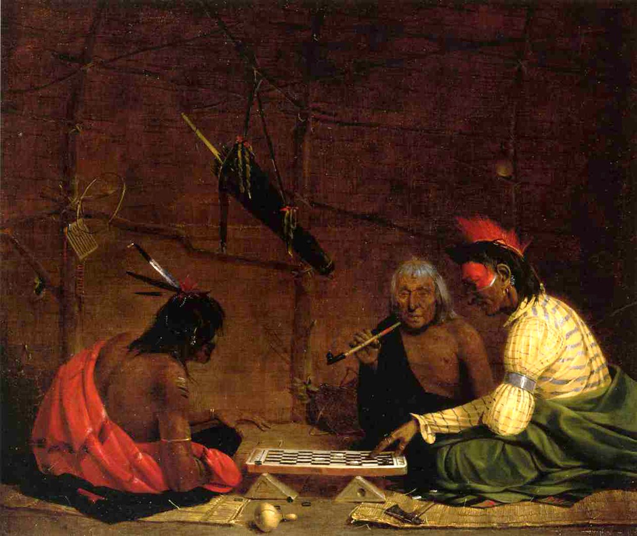 Winnebago indiánok dámát játszanak, 1842 alkotó: Charles Deas