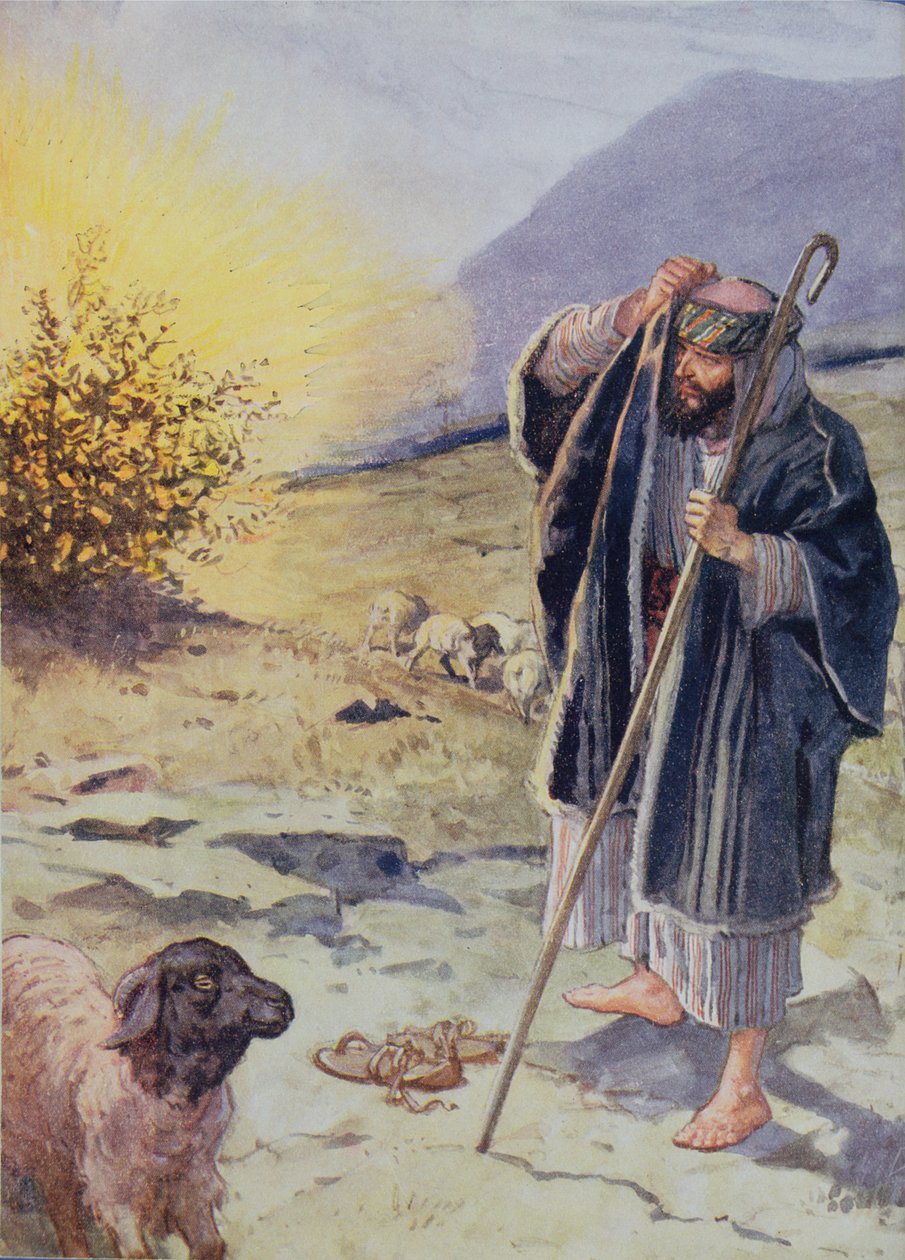 „A félelem nőtt Mózes szívében”, illusztráció a „Biblián keresztül”, Venture Publishing, 1928 alkotó: Charles Edmund Brock