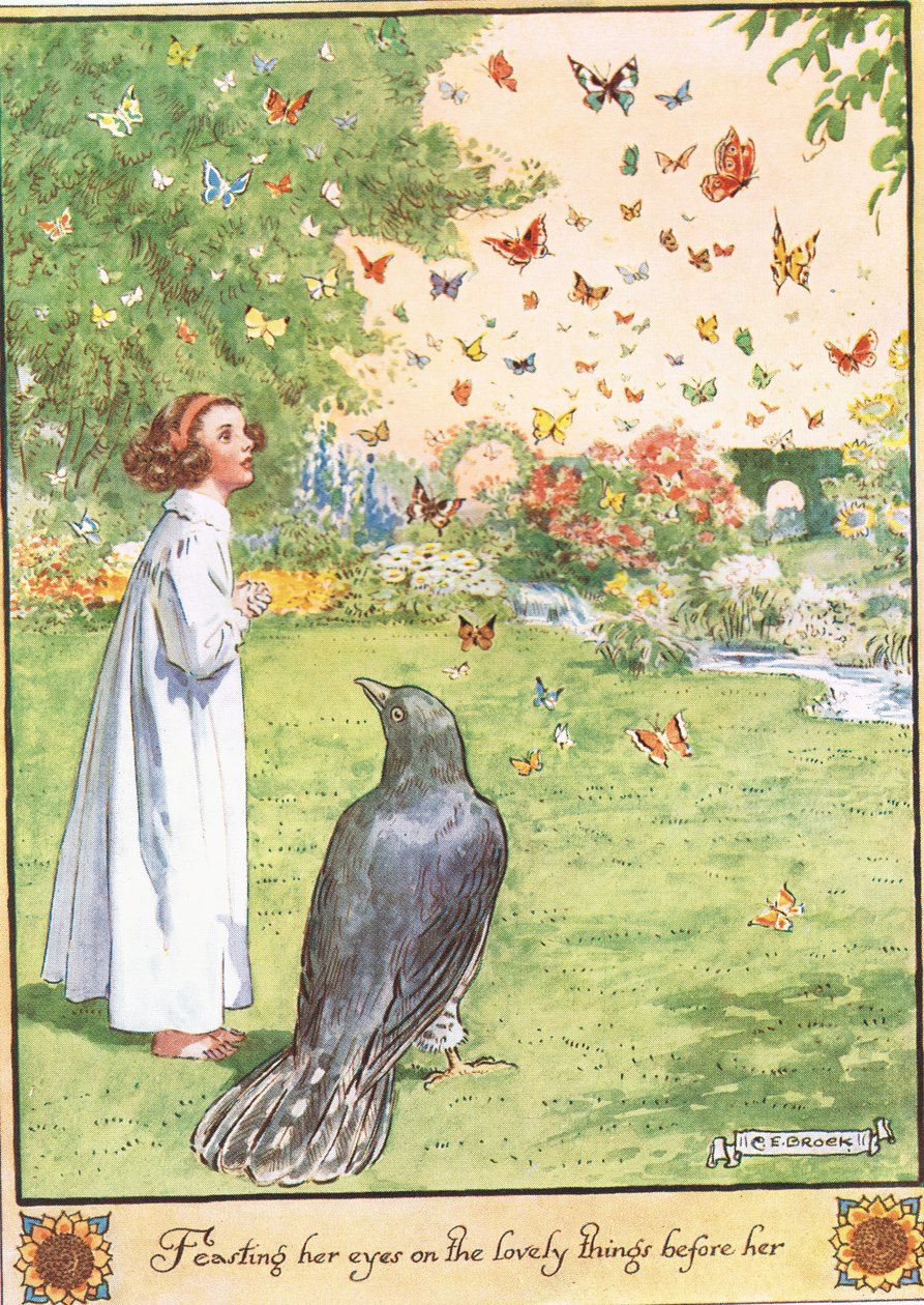 Szemét az előtte álló szép dolgokon lakomázva, illusztrációja Mrs Molesworth „The Cuckoo Clock” című művéből, amelyet a Macmillan adott ki 1930-ban alkotó: Charles Edmund Brock