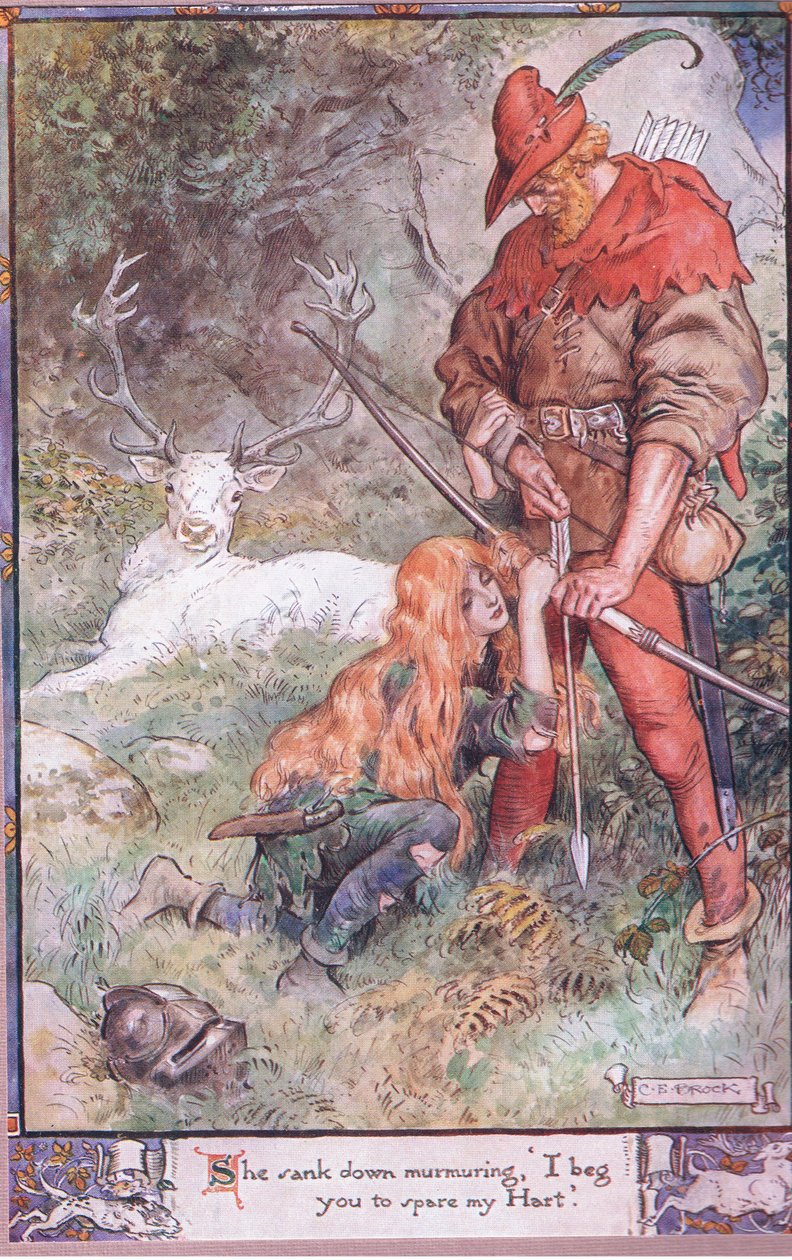 A lány leborult, és azt mormolta: "Könyörgöm, kíméld meg a szívemet. alkotó: Charles Edmund Brock