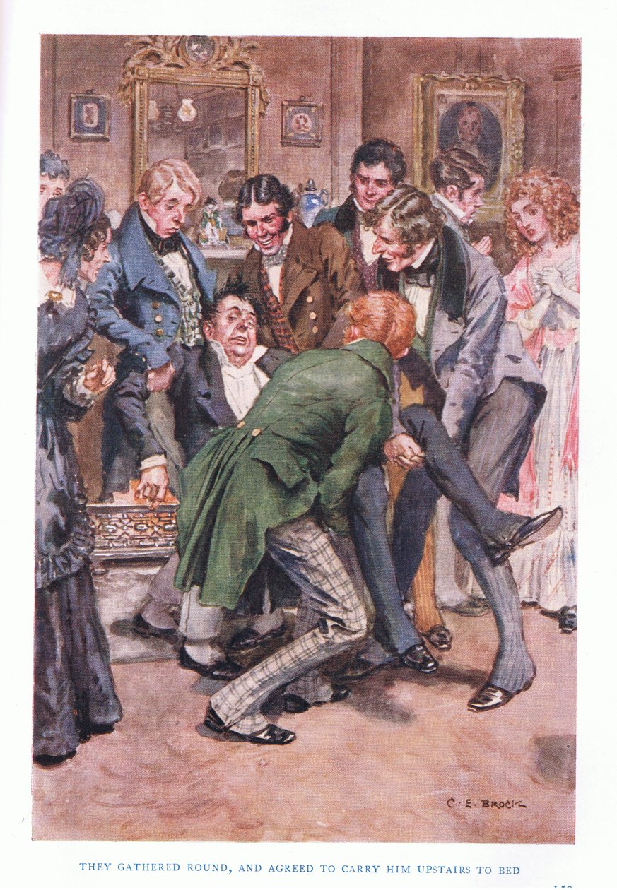 Köréje gyűltek, és megegyeztek, hogy felviszik az ágyba. alkotó: Charles Edmund Brock