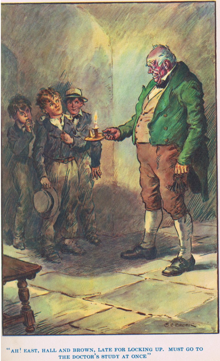 Tom Brown iskolai napjai, illusztráció a „Modern történetekből” alkotó: Charles Edmund Brock