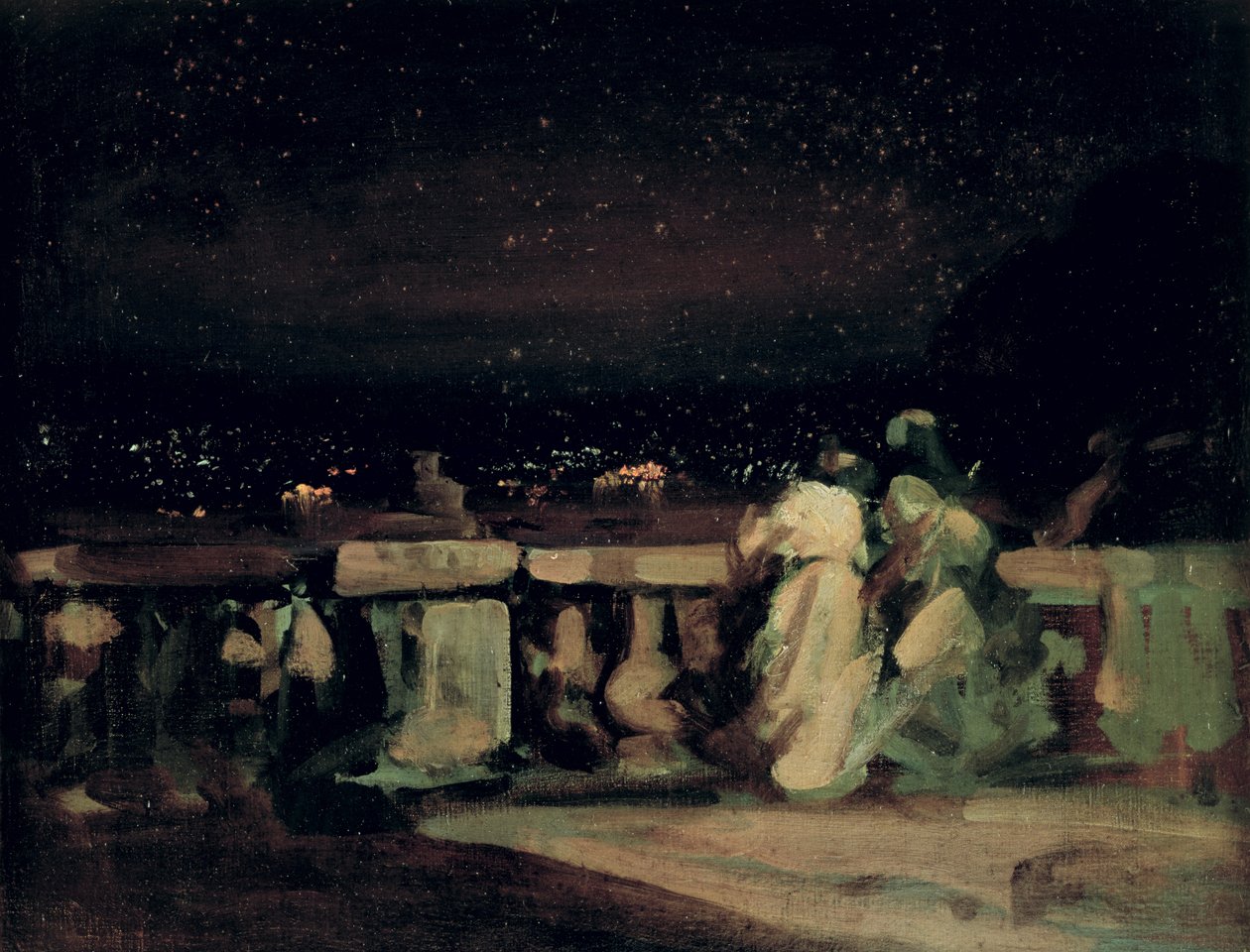 Tűzijáték nézése, St. Cloud (a teraszon) 1893 körül alkotó: Charles Edward Conder