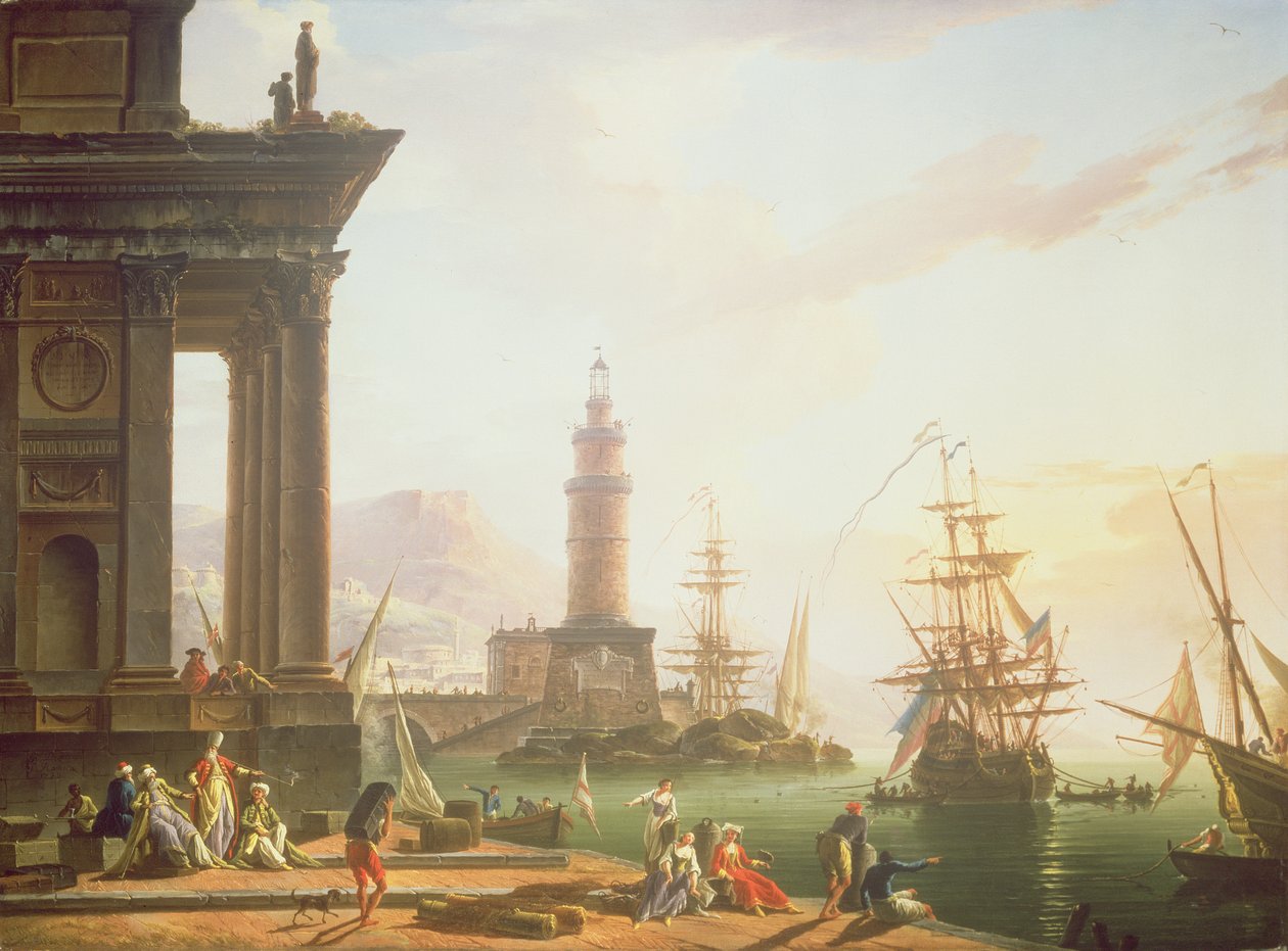 Egy mediterrán kikötői jelenet, 1752 alkotó: Charles Francois Lacroix de Marseille
