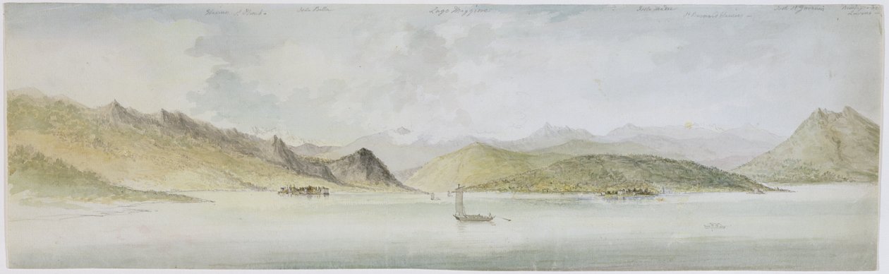 Lago Maggiore (wc, toll, tinta és grafit papíron) alkotó: Charles Gore