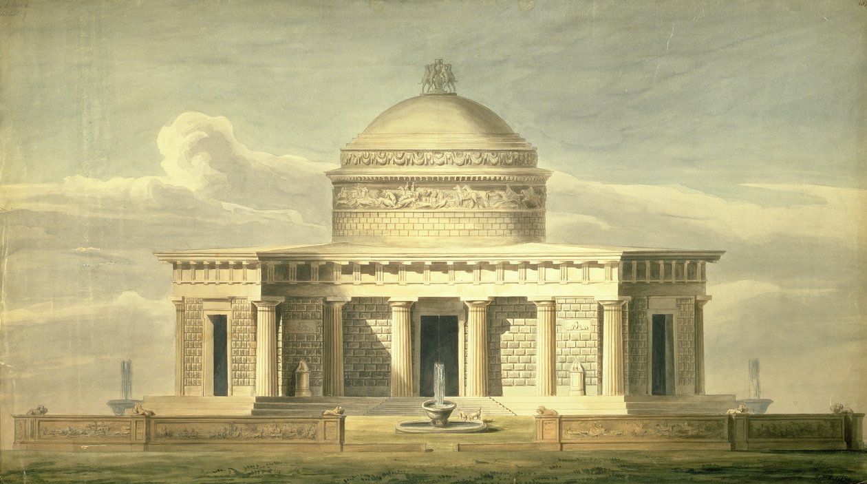 Sir John Soane (1752-1837) kutyás rezidencia tervének másolata, eredetileg 1779-ben, 1835 körül (toll, tinta és WC papíron) alkotó: Charles James Richardson